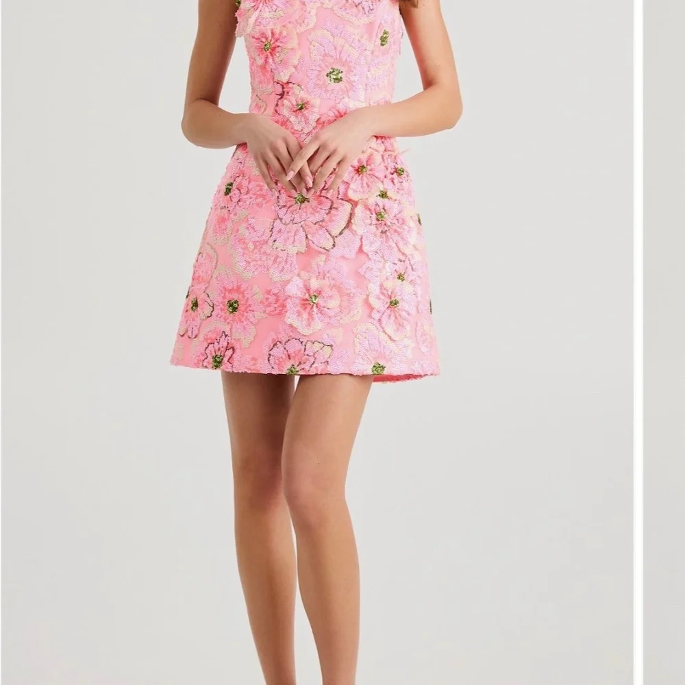 Helsi Ariana 3D Floral Appliqué Fit and Flare Cocktail Minidress - Picture 2 of 4